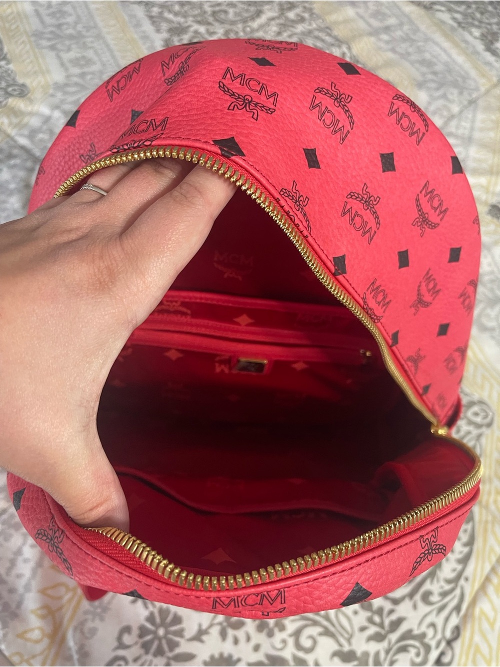 MCM studded hot pink backpack like new! Authentic - Picture 10 of 13